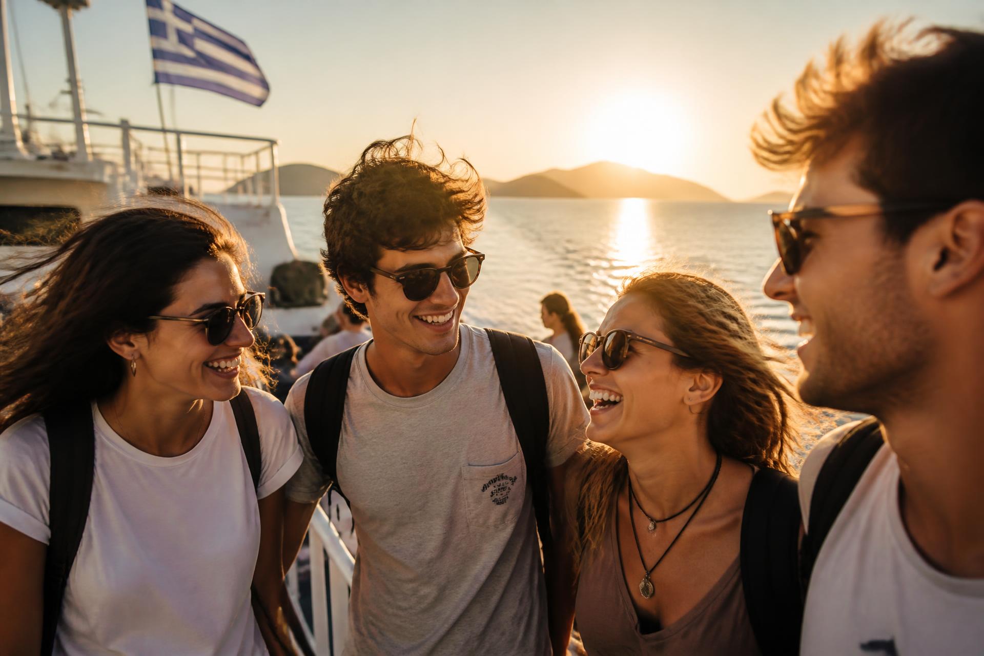 Φοιτητές ταξιδεύουν μαζί με πλοίο στο Αιγαίο